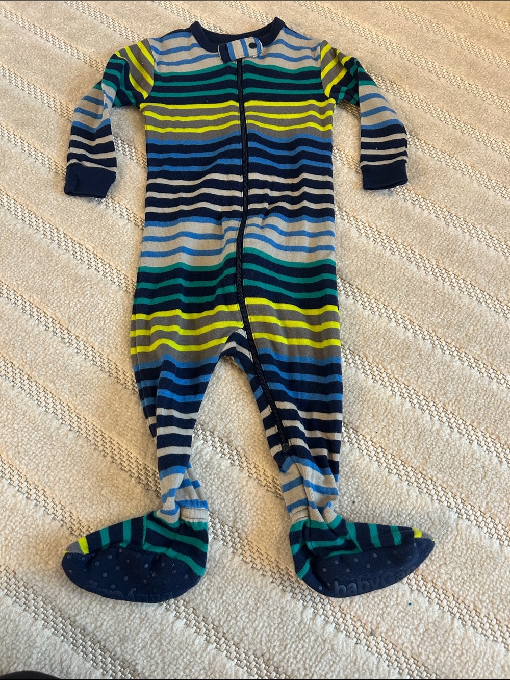 GAP Striped Footed One-Piece Pajamas - Navy, Blue, Teal, Lime